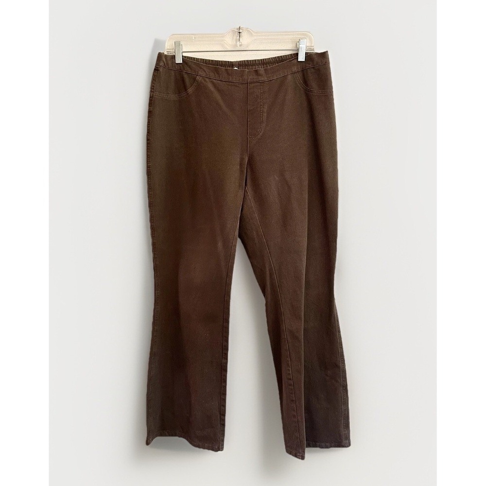 Isaac Mizrahi Live Womens Pants 14 Brown Elastic‎ Waist Tapered Stretch